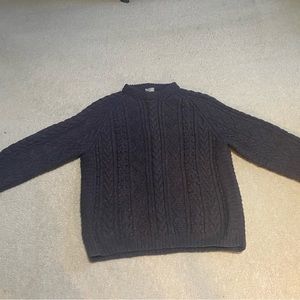 Handmade Irish wool cable sweater. Mens L/XL maroon/rust color.